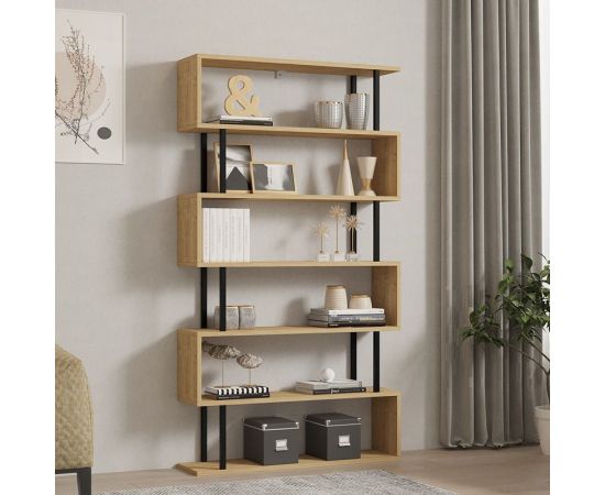 Βιβλιοθήκη Ziza pakoworld σε oak  απόχρωση 90x22x162.6εκ - ΒΙΒΛΙΟΘΗΚΕΣ στο Milonadakis.gr
