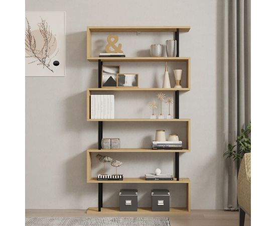 Βιβλιοθήκη Ziza pakoworld σε oak  απόχρωση 90x22x162.6εκ - ΒΙΒΛΙΟΘΗΚΕΣ στο Milonadakis.gr