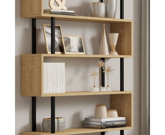 Βιβλιοθήκη Ziza pakoworld σε oak  απόχρωση 90x22x162.6εκ - ΒΙΒΛΙΟΘΗΚΕΣ στο Milonadakis.gr