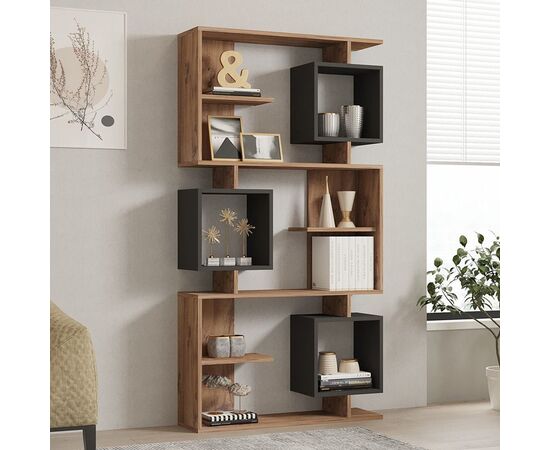 Βιβλιοθήκη Cubix pakoworld σε sonoma-ανθρακί απόχρωση 90x24,6x171,90εκ - ΒΙΒΛΙΟΘΗΚΕΣ στο Milonadakis.gr