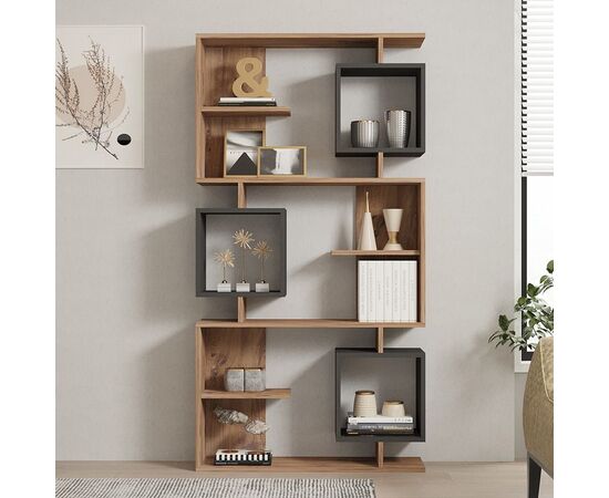 Βιβλιοθήκη Cubix pakoworld σε sonoma-ανθρακί απόχρωση 90x24,6x171,90εκ - ΒΙΒΛΙΟΘΗΚΕΣ στο Milonadakis.gr