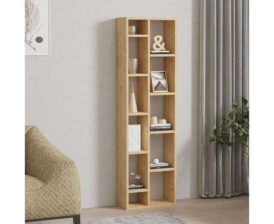 Βιβλιοθήκη Minicu pakoworld σε oak απόχρωση  44,4x19,6x150εκ - ΒΙΒΛΙΟΘΗΚΕΣ στο Milonadakis.gr