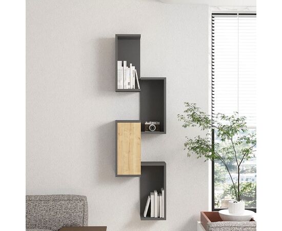 Ραφιέρα τοίχου Kongo pakoworld σε oak- ανθρακί απόχρωση 44x20x159εκ - ΡΑΦΙΑ ΤΟΙΧΟΥ στο Milonadakis.gr