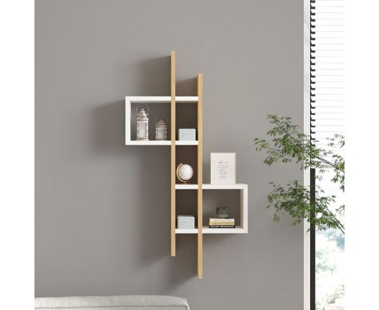 Ραφιέρα τοίχου Garel pakoworld σε oak-λευκή απόχρωση 53,8x19,6x108εκ - ΡΑΦΙΑ ΤΟΙΧΟΥ στο Milonadakis.gr