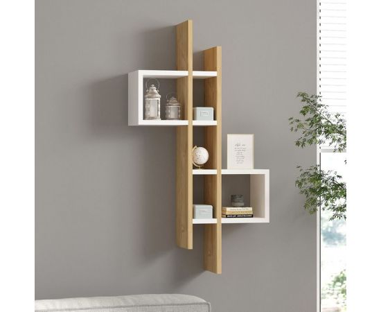 Ραφιέρα τοίχου Garel pakoworld σε oak-λευκή απόχρωση 53,8x19,6x108εκ - ΡΑΦΙΑ ΤΟΙΧΟΥ στο Milonadakis.gr
