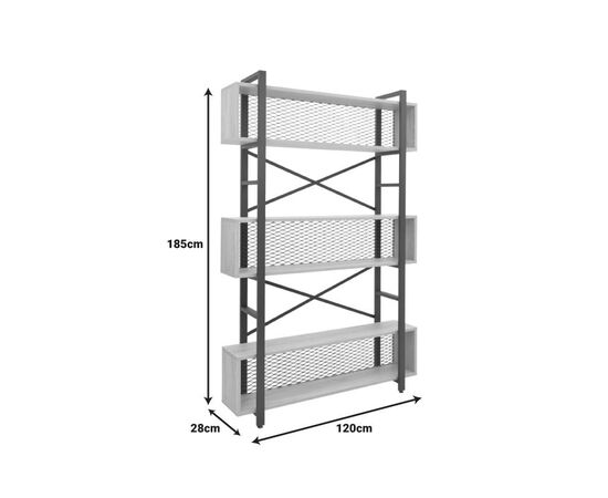 Βιβλιοθήκη Fifer pakoworld σε oak-μαύρη απόχρωση 120x28x185εκ - ΒΙΒΛΙΟΘΗΚΕΣ στο Milonadakis.gr