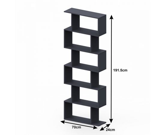Βιβλιοθήκη Sezen pakoworld σε ανθρακί απόχρωση 70x24x191.5εκ - ΒΙΒΛΙΟΘΗΚΕΣ στο Milonadakis.gr