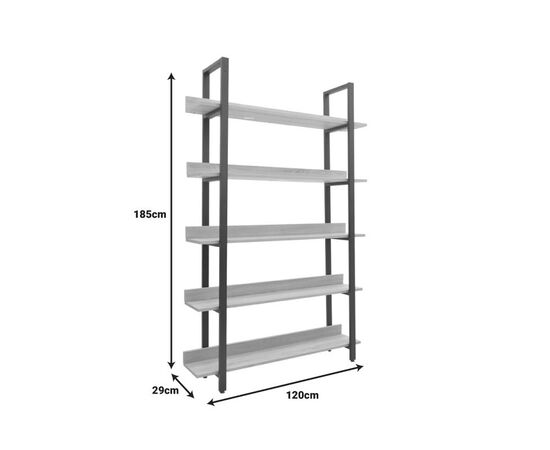 Βιβλιοθήκη Almond pakoworld σε oak-μαύρη απόχρωση 120x29x185εκ - ΒΙΒΛΙΟΘΗΚΕΣ στο Milonadakis.gr