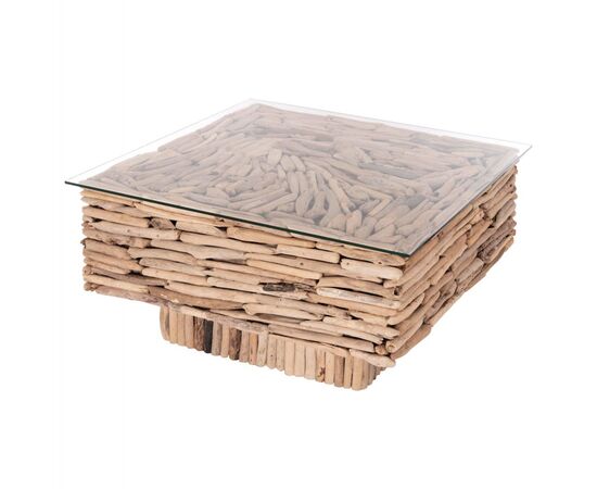 ΤΡΑΠΕΖΙ ΣΑΛΟΝΙΟΥ ΤΕΤΡΑΓΩΝΟ SPARROW HM9960 DRIFTWOOD--ΓΥΑΛΙ 95x95x51,5Υεκ. - ΤΡΑΠΕΖΙΑ ΚΟΥΖΙΝΑΣ στο Milonadakis.gr