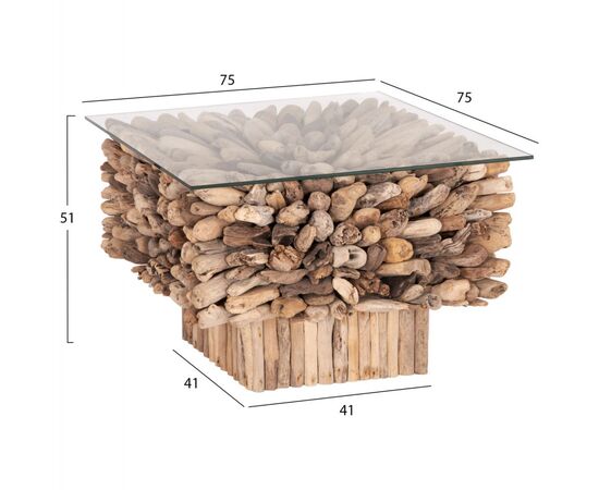 ΤΡΑΠΕΖΙ ΣΑΛΟΝΙΟΥ ΤΕΤΡΑΓΩΝΟ SPARROW HM9961 DRIFTWOOD--ΓΥΑΛΙ 75x75x51Υεκ. - ΤΡΑΠΕΖΙΑ ΚΟΥΖΙΝΑΣ στο Milonadakis.gr