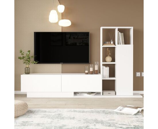 Σύνθετο σαλονιού Damon pakoworld σε λευκή απόχρωση 140x29.5x39.5εκ - ΣΥΝΘΕΣΕΙΣ ΣΑΛΟΝΙΟΥ στο Milonadakis.gr