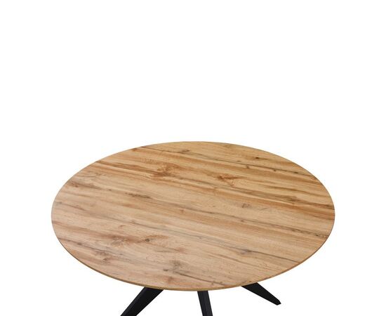 Τραπέζι Toda pakoworld mdf σε sonoma απόχρωση με μαύρα μεταλλικά πόδια Φ120x75εκ - ΤΡΑΠΕΖΙΑ ΚΟΥΖΙΝΑΣ στο Milonadakis.gr