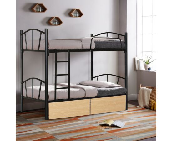 ΚΟΥΚΕΤΑ FLOOR HM21122.01 ΜΕΤΑΛΛΙΚΗ ΜΑΥΡΗ ΜΕ 2 ΕΠΙΔΑΠΕΔΙΑ ΣΥΡΤΑΡΙΑ SONAMA 200x91,5x177,5Yεκ - ΠΑΙΔΙΚΟ ΔΩΜΑΤΙΟ στο Milonadakis.gr