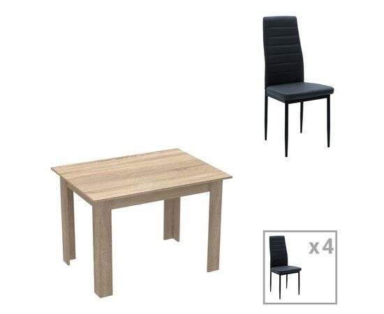 Τραπεζαρία Manka-Parker pakoworld σετ 5τεμ mdf σε μαύρη-sonoma απόχρωση 110x80x77εκ - ΤΡΑΠΕΖΑΡΙΕΣ στο Milonadakis.gr