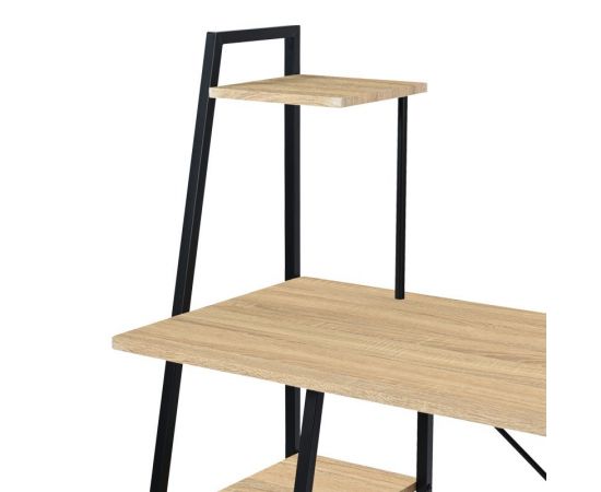 Γραφείο εργασίας Deckstor pakoworld με ραφιέρα σε oak απόχρωση με πόδι μαύρο μέταλλο 102x50x117εκ - ΓΡΑΦΕΙΑ στο Milonadakis.gr