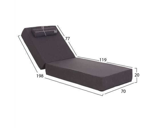ΜΑΞΙΛΑΡΙ ΞΑΠΛΩΣΤΡΑΣ KIHEI HM21094.03 OLEFIN ΣΚΟΥΡΟ ΓΚΡΙ ΜΕ FOAM 198x70x20Υεκ - ΜΑΞΙΛΑΡΙΑ στο Milonadakis.gr