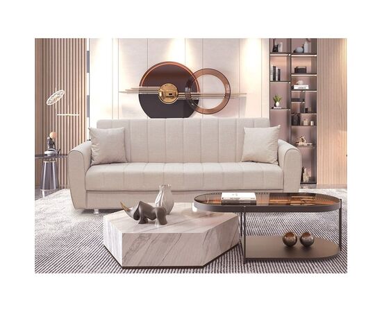 ELVA LIGHT BROWN ΥΦΑΣΜΑ 3ΘΕΣΙΟΣ ΚΑΝΑΠΕΣ/ΚΡΕΒΑΤΙ ΜΕ ΑΠΟΘ.ΧΩΡΟ 210X80εκ. - ΚΑΝΑΠΕΔΕΣ-ΣΑΛΟΝΙΑ στο Milonadakis.gr