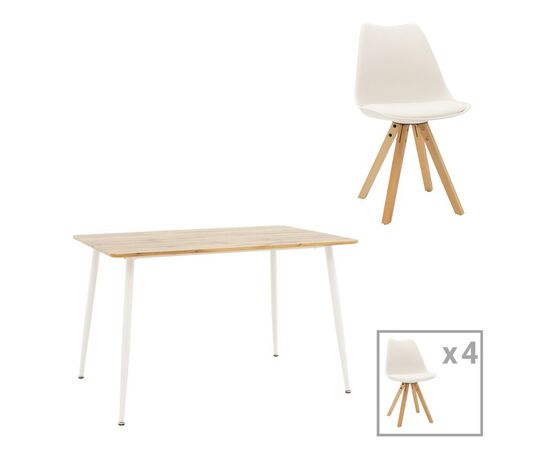 Τραπεζαρία Cuba-Caron pakoworld σετ 5τεμ sonoma-λευκό 120x80x75εκ - ΤΡΑΠΕΖΑΡΙΕΣ στο Milonadakis.gr
