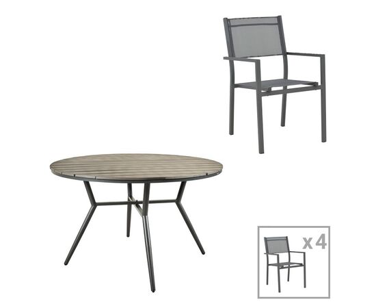 Τραπεζαρία Appa-Moly σετ 5τεμ pakoworld αλουμίνιο και plywood σε ανθρακί απόχρωση Φ120x74εκ - ΣΕΤ ΤΡΑΠΕΖΑΡΙΕΣ στο Milonadakis.gr