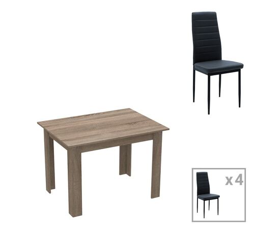 Τραπεζαρία Manka-Parker pakoworld σετ 5τεμ mdf σε μαύρη-sonoma truffle απόχρωση 110x80x77εκ - ΤΡΑΠΕΖΑΡΙΕΣ στο Milonadakis.gr