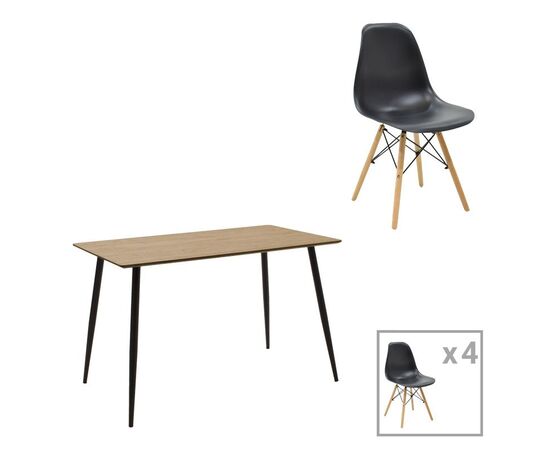 Τραπεζαρία Cuba-Julita pakoworld σετ 5τεμ MDF sonoma-μαύρο-φυσικό 120x70x76εκ - ΤΡΑΠΕΖΑΡΙΕΣ στο Milonadakis.gr