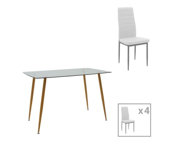 Τραπεζαρία Cuba-Parker pakoworld σετ 5τεμ sonoma-λευκό 120x80x75εκ - ΤΡΑΠΕΖΑΡΙΕΣ στο Milonadakis.gr