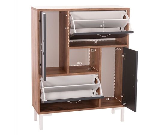 ΠΑΠΟΥΤΣΟΘΗΚΗ MEDY HM18187.02 ΜΕΛΑΜΙΝΗ ΣΕ ΦΥΣΙΚΟ & ΑΝΘΡΑΚΙ-ΜΑΥΡΑ ΠΟΔΙΑ 85x30x108.5Υεκ - ΝΤΟΥΛΑΠΙΑ - ΠΑΠΟΥΤΣΟΘΗΚΕΣ στο Milonadakis.gr