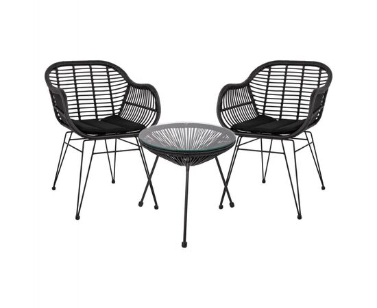 ΣΕΤ ΤΡΑΠΕΖΑΡΙΑΣ 3ΤΜΧ HM11871 ΜΕΤΑΛΛΟ & RATTAN ΣΕ ΜΑΥΡΟ ΧΡΩΜΑ - ΣΕΤ ΣΑΛΟΝΙΑ στο Milonadakis.gr