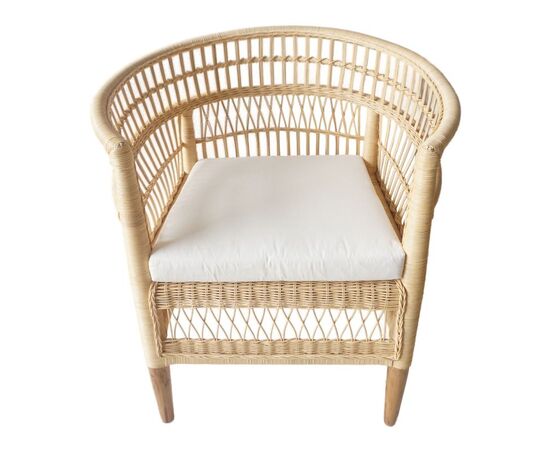 Πολυθρόνα Necorian paakoworld teak ξύλο με pe rattan σε φυσική απόχρωση και λευκό μαξιλάρι 80x70x87εκ - ΚΑΡΕΚΛΕΣ - ΠΟΛΥΘΡΟΝΕΣ στο Milonadakis.gr