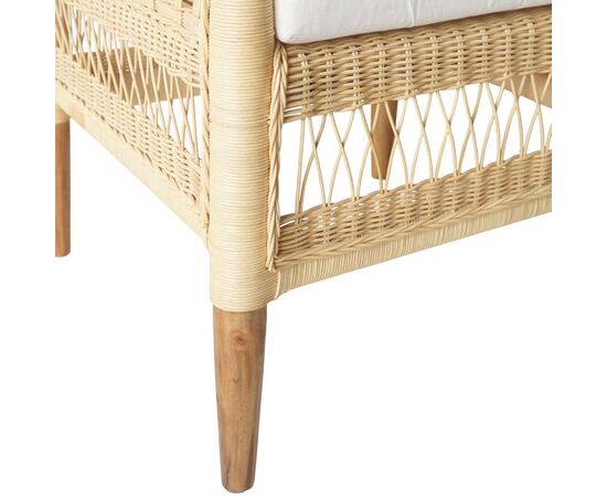 Πολυθρόνα Necorian paakoworld teak ξύλο με pe rattan σε φυσική απόχρωση και λευκό μαξιλάρι 80x70x87εκ - ΚΑΡΕΚΛΕΣ - ΠΟΛΥΘΡΟΝΕΣ στο Milonadakis.gr