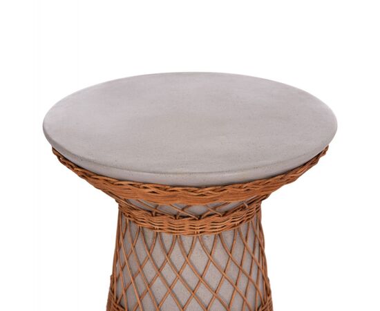 ΒΟΗΘΗΤΙΚΟ ΤΡΑΠΕΖΙ ΣΤΡΟΓΓΥΛΟ DELIA HM18167.03 FIBER CEMENT ΓΚΡΙ & RATTAN Φ40x45Υεκ - ΤΡΑΠΕΖΙΑ ΚΟΥΖΙΝΑΣ στο Milonadakis.gr