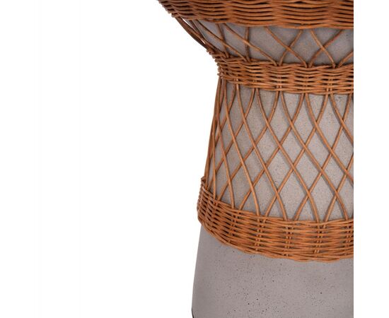 ΒΟΗΘΗΤΙΚΟ ΤΡΑΠΕΖΙ ΣΤΡΟΓΓΥΛΟ DELIA HM18167.03 FIBER CEMENT ΓΚΡΙ & RATTAN Φ40x45Υεκ - ΤΡΑΠΕΖΙΑ ΚΟΥΖΙΝΑΣ στο Milonadakis.gr