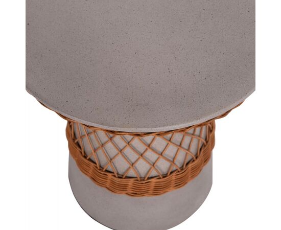 ΒΟΗΘΗΤΙΚΟ ΤΡΑΠΕΖΙ ΣΤΡΟΓΓΥΛΟ DELIA HM18167.03 FIBER CEMENT ΓΚΡΙ & RATTAN Φ40x45Υεκ - ΤΡΑΠΕΖΙΑ ΚΟΥΖΙΝΑΣ στο Milonadakis.gr