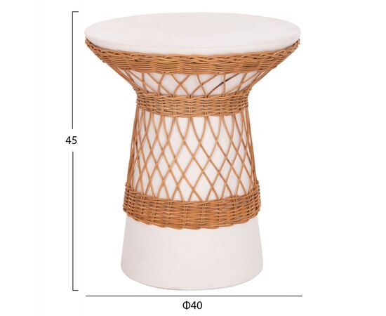 ΒΟΗΘΗΤΙΚΟ ΤΡΑΠΕΖΙ ΣΤΡΟΓΓΥΛΟ DELIA HM18167.02 FIBER CEMENT ΛΕΥΚΟ & RATTAN Φ40x45Υεκ - ΤΡΑΠΕΖΙΑ ΚΟΥΖΙΝΑΣ στο Milonadakis.gr