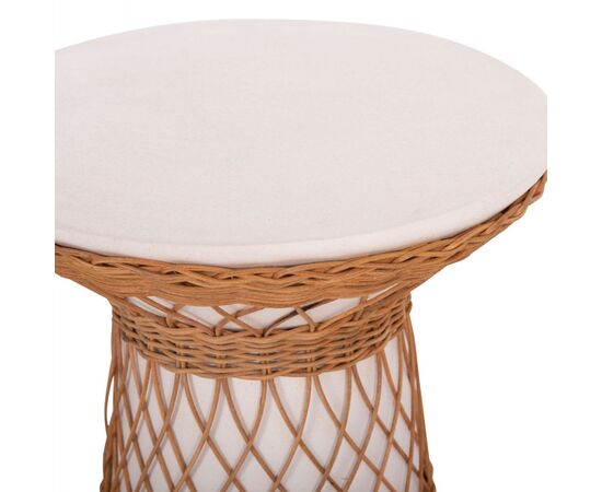 ΒΟΗΘΗΤΙΚΟ ΤΡΑΠΕΖΙ ΣΤΡΟΓΓΥΛΟ DELIA HM18167.02 FIBER CEMENT ΛΕΥΚΟ & RATTAN Φ40x45Υεκ - ΤΡΑΠΕΖΙΑ ΚΟΥΖΙΝΑΣ στο Milonadakis.gr