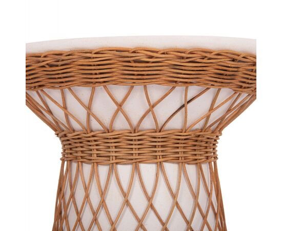 ΒΟΗΘΗΤΙΚΟ ΤΡΑΠΕΖΙ ΣΤΡΟΓΓΥΛΟ DELIA HM18167.02 FIBER CEMENT ΛΕΥΚΟ & RATTAN Φ40x45Υεκ - ΤΡΑΠΕΖΙΑ ΚΟΥΖΙΝΑΣ στο Milonadakis.gr