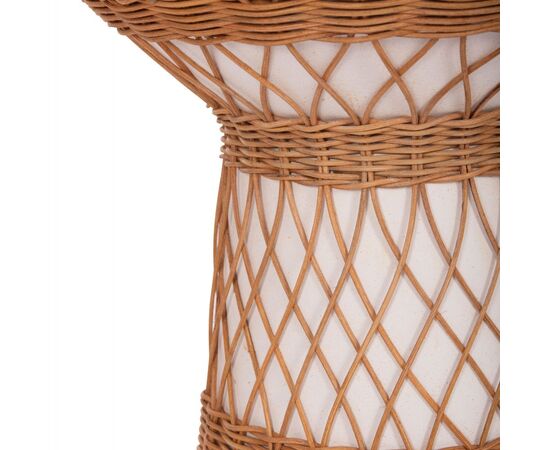 ΒΟΗΘΗΤΙΚΟ ΤΡΑΠΕΖΙ ΣΤΡΟΓΓΥΛΟ DELIA HM18167.02 FIBER CEMENT ΛΕΥΚΟ & RATTAN Φ40x45Υεκ - ΤΡΑΠΕΖΙΑ ΚΟΥΖΙΝΑΣ στο Milonadakis.gr