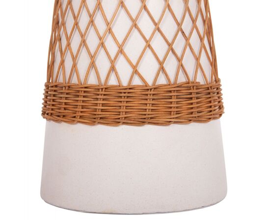 ΒΟΗΘΗΤΙΚΟ ΤΡΑΠΕΖΙ ΣΤΡΟΓΓΥΛΟ DELIA HM18167.02 FIBER CEMENT ΛΕΥΚΟ & RATTAN Φ40x45Υεκ - ΤΡΑΠΕΖΙΑ ΚΟΥΖΙΝΑΣ στο Milonadakis.gr