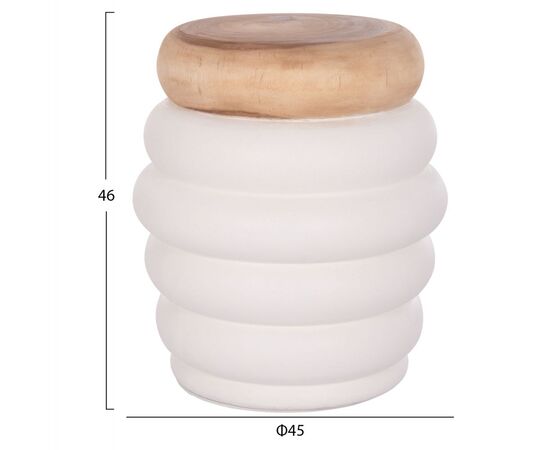 ΤΡΑΠΕΖΙ ΒΟΗΘΗΤΙΚΟ PUFFAT HM18172.02 FIBER CEMENT ΛΕΥΚΟ- ΞΥΛΟ TEAK TOP Φ45x46Υεκ. - ΤΡΑΠΕΖΙΑ ΚΟΥΖΙΝΑΣ στο Milonadakis.gr