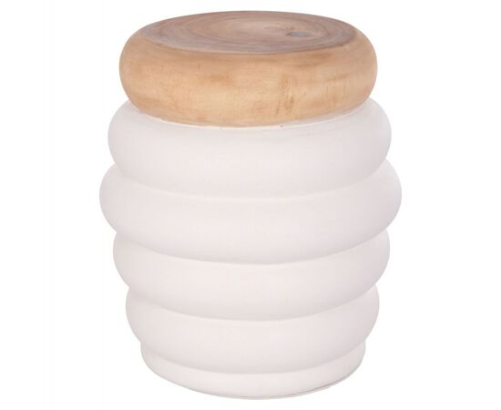 ΤΡΑΠΕΖΙ ΒΟΗΘΗΤΙΚΟ PUFFAT HM18172.02 FIBER CEMENT ΛΕΥΚΟ- ΞΥΛΟ TEAK TOP Φ45x46Υεκ. - ΤΡΑΠΕΖΙΑ ΚΟΥΖΙΝΑΣ στο Milonadakis.gr