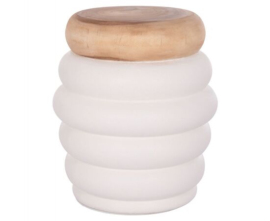 ΤΡΑΠΕΖΙ ΒΟΗΘΗΤΙΚΟ PUFFAT HM18172.02 FIBER CEMENT ΛΕΥΚΟ- ΞΥΛΟ TEAK TOP Φ45x46Υεκ. - ΤΡΑΠΕΖΙΑ ΚΟΥΖΙΝΑΣ στο Milonadakis.gr