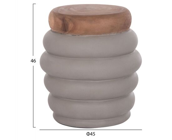 ΤΡΑΠΕΖΙ ΒΟΗΘΗΤΙΚΟ PUFFAT HM18172.03 FIBER CEMENT ΓΚΡΙ- ΞΥΛΟ TEAK TOP Φ45x46Υεκ. - ΤΡΑΠΕΖΙΑ ΚΟΥΖΙΝΑΣ στο Milonadakis.gr