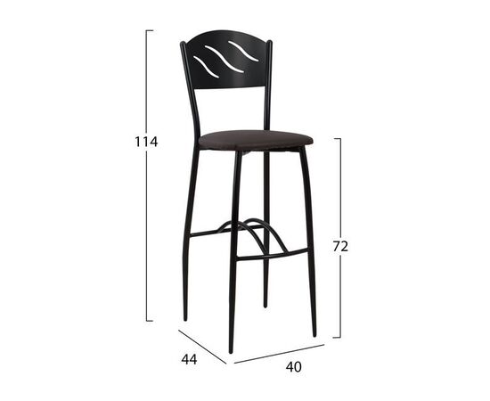 ΣΚΑΜΠΩ ΜΠΑΡ  ΜΑΥΡΟ ΜΕΤΑΛΛΙΚΟ ΚΥΜΑ ΜΕ PU ΚΑΦΕ 40x44x114 εκ - ΣΚΑΜΠΟ ΜΠΑΡ στο Milonadakis.gr