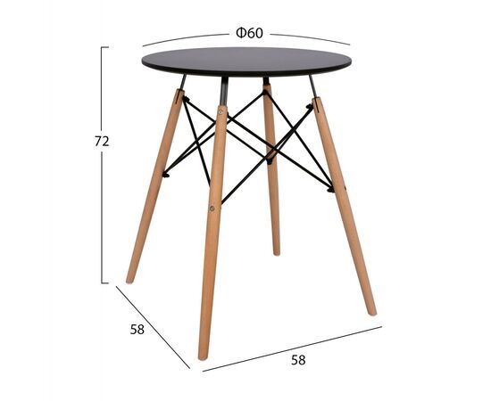 ΤΡΑΠΕΖΙ MINIMAL ΣΤΡΟΓΓΥΛΟ HM0060.02 ΜΑΥΡΟ ΧΡΩΜΑ MDF-ΠΟΔΙΑ ΟΞΙΑΣ ΦΥΣΙΚΟ Φ60Χ72Υεκ. - ΤΡΑΠΕΖΙΑ ΚΟΥΖΙΝΑΣ στο Milonadakis.gr