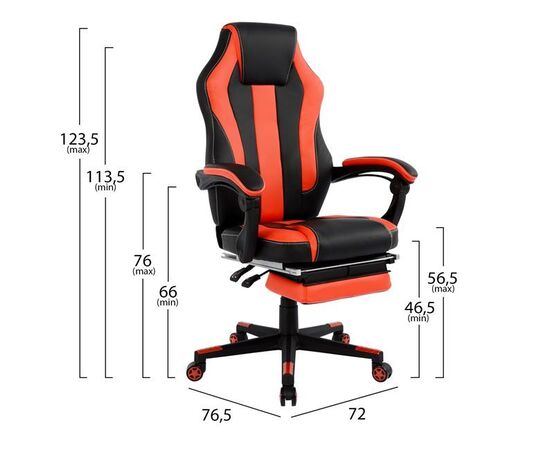 ΚΑΡΕΚΛΑ ΓΡΑΦΕΙΟΥ GAMING HM1064.01 SPEED ΜΑΥΡΟ ΚΟΚΚΙΝΟ & ΥΠΟΠΟΔΙΟ 72x76,5x123,5 cm - ΚΑΡΕΚΛΕΣ ΓΡΑΦΕΙΟΥ στο Milonadakis.gr