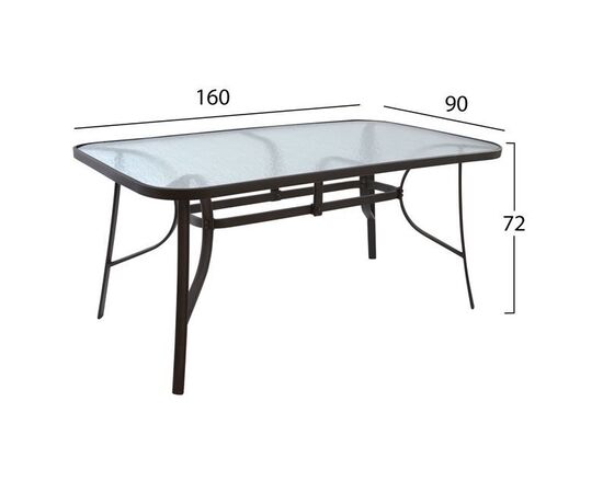 ΤΡΑΠΕΖΙ BRUNO 160Χ90Χ72Υεκ. ΜΕΤΑΛΛΙΚΟ ΚΑΦΕ ΜΕ ΓΥΑΛΙΝΗ ΕΠΙΦΑΝΕΙΑ HM5074.02 - ΤΡΑΠΕΖΙΑ ΕΞ. ΧΩΡΟΥ στο Milonadakis.gr