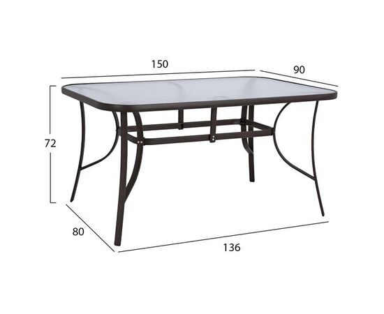 ΤΡΑΠΕΖΙ BRUNO 150X90Χ72Υεκ. ΚΑΦΕ ΜΕΤΑΛΛΙΚΟ ΜΕ ΓΥΑΛΙΝΗ ΕΠΙΦΑΝΕΙΑ HM5145.02 - ΤΡΑΠΕΖΙΑ ΕΞ. ΧΩΡΟΥ στο Milonadakis.gr