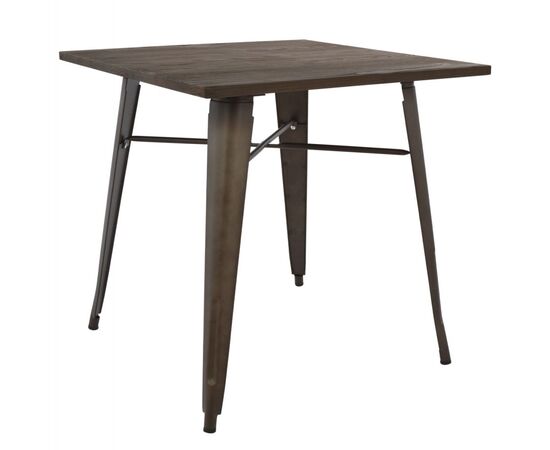 ΤΡΑΠΕΖΙ ΜΕΤΑΛΛΙΚΟ ΣΕ ΧΡΩΜΑ RUSTY ΚΑΙ ΞΥΛΟ HM0611.04 80x80x76εκ - ΤΡΑΠΕΖΙΑ ΚΟΥΖΙΝΑΣ στο Milonadakis.gr