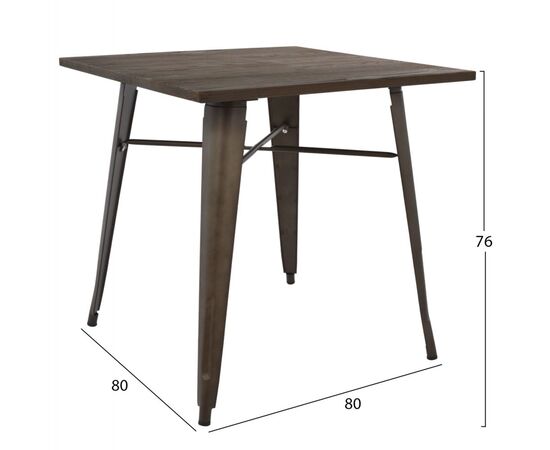ΤΡΑΠΕΖΙ ΜΕΤΑΛΛΙΚΟ ΣΕ ΧΡΩΜΑ RUSTY ΚΑΙ ΞΥΛΟ HM0611.04 80x80x76εκ - ΤΡΑΠΕΖΙΑ ΚΟΥΖΙΝΑΣ στο Milonadakis.gr