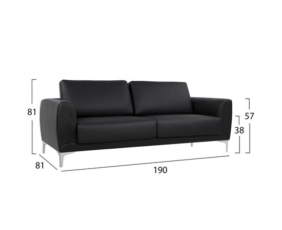 ΚΑΝΑΠΕΣ 3ΘΕΣΙΟΣ KENZIE HM3121.31 ΜΕ ΜΑΥΡΟ PU 190x81x81 εκ. - ΚΑΝΑΠΕΔΕΣ-ΣΑΛΟΝΙΑ στο Milonadakis.gr
